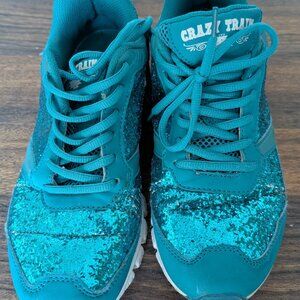Crazy Train Blue Glitter Sneaker Shoes Womens Size 11